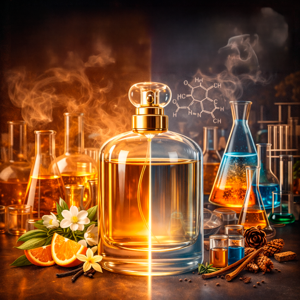 Fragrâncias Sintéticas vs. Óleos Essenciais: A ciência da composição híbrida